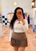 Falda flecos taupe