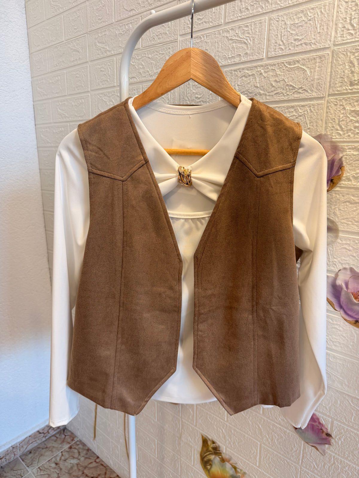 Chaleco antelina taupe