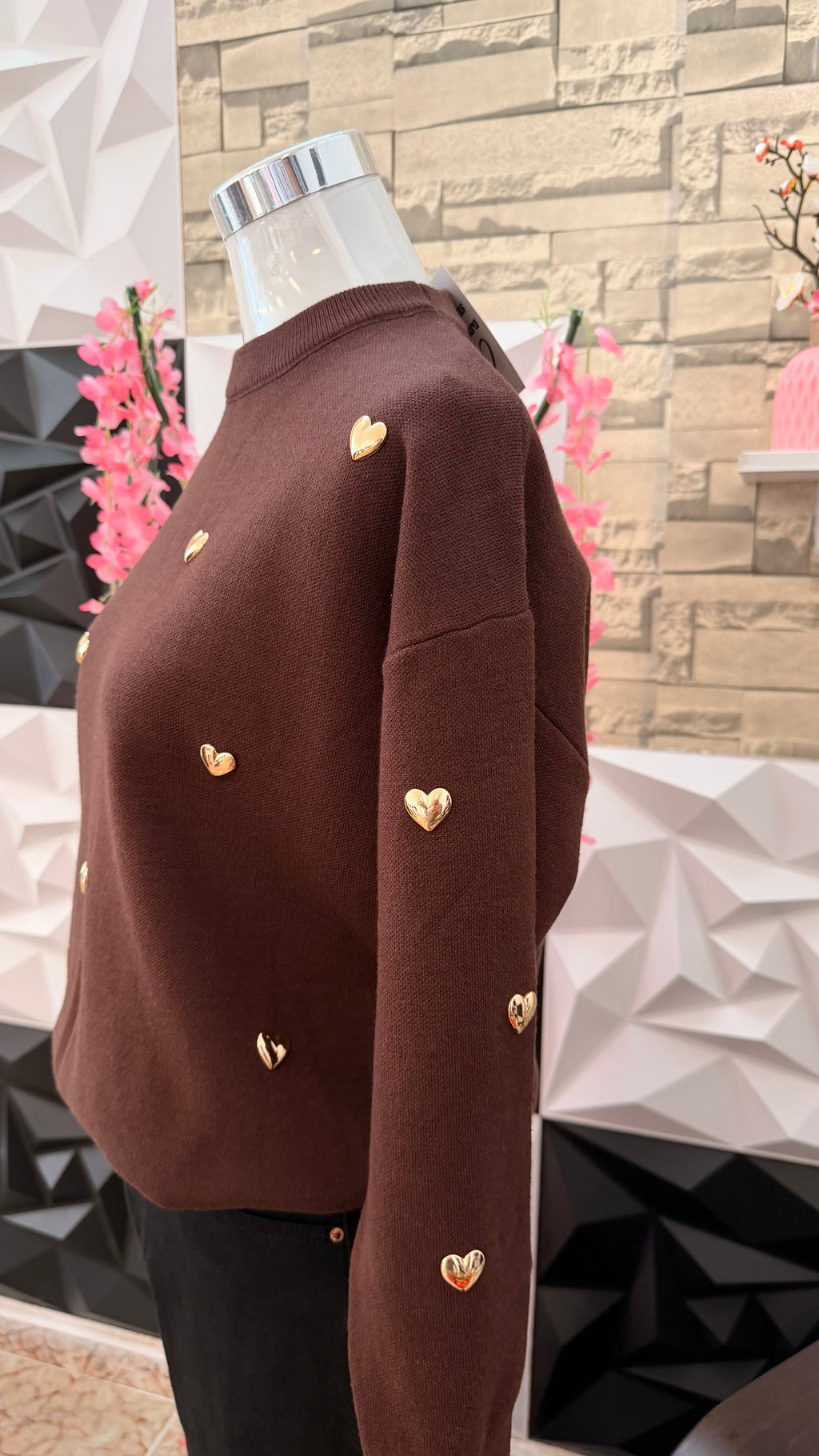 Jersey corazón dorado marrón