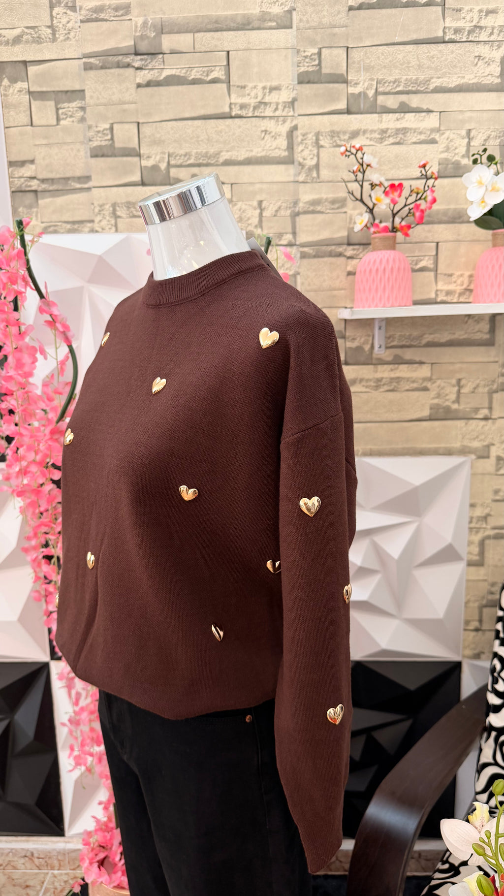Jersey corazón dorado marrón