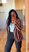 Blazer rayas marrón/rosa