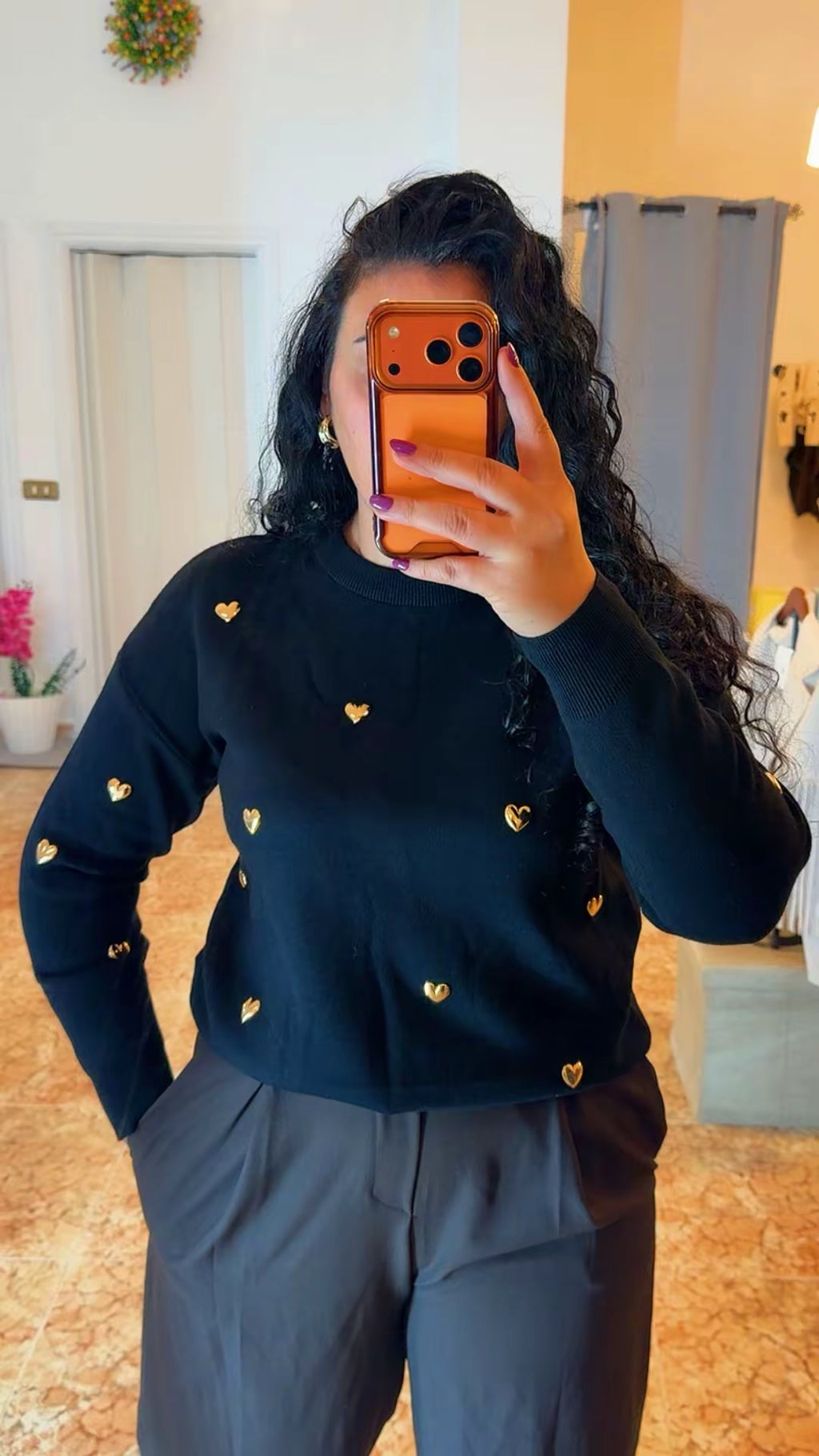 Jersey corazón dorado negro