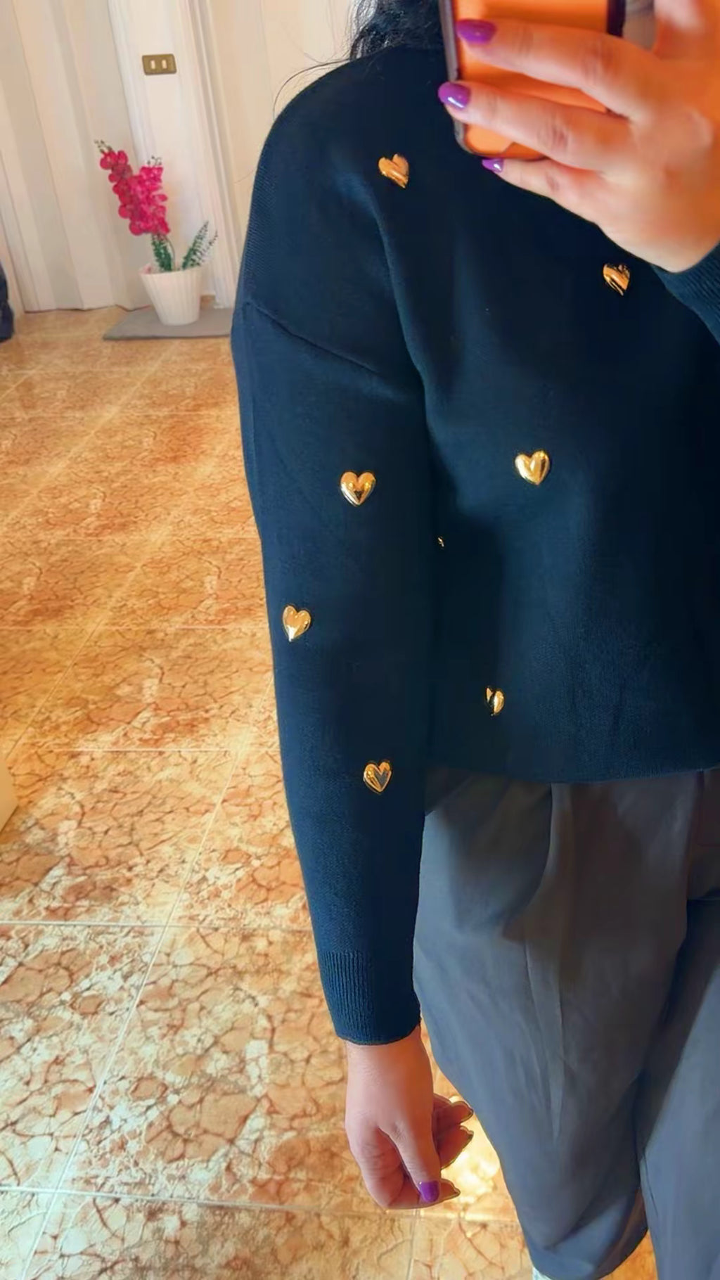 Jersey corazón dorado negro